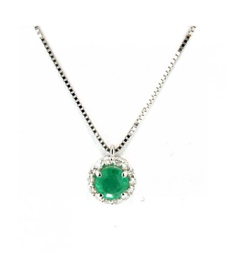 Collana Recarlo Donna Primula in Oro bianco Smeraldo 0.26 Ct P33CC244/SM-42 - P33CC244/SM-42